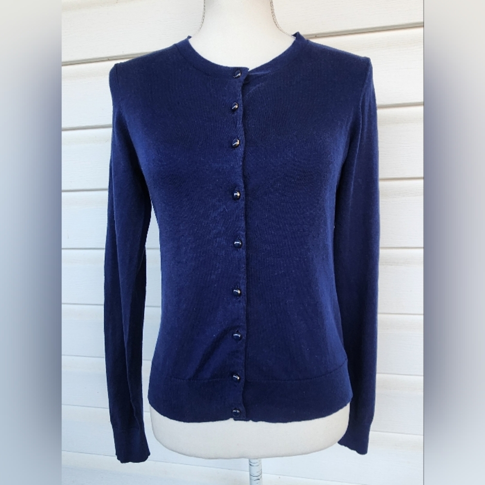 BR Navy Blue Royal Blue Button Down Cardigan Sweater!